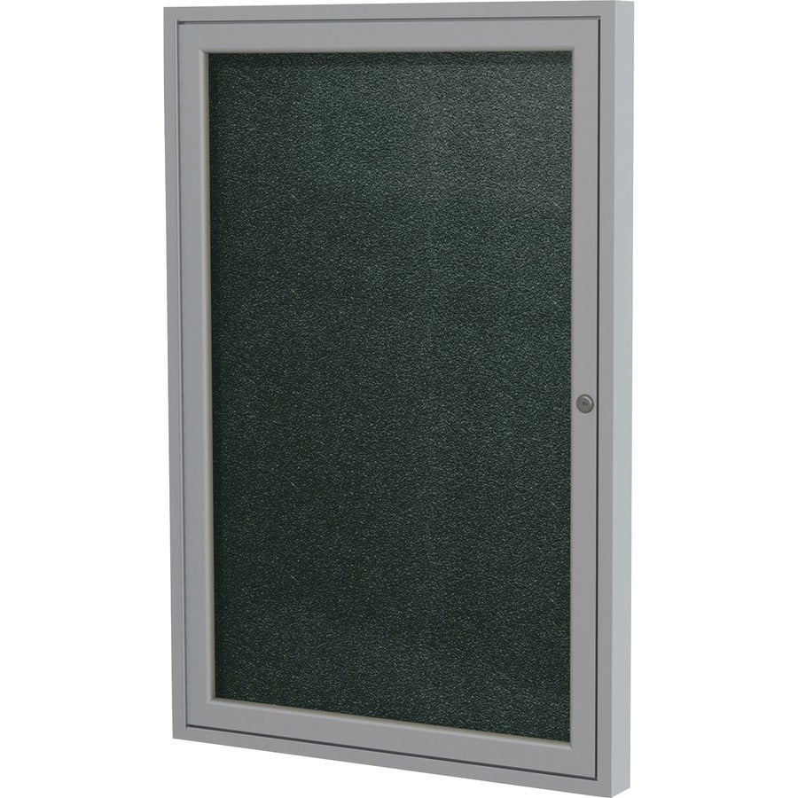 Ghent 1 Door Enclosed Vinyl Bulletin Board with Satin Frame - 36" Board Height x 30" Board Width - Ebony Vinyl Surface - Weather Resistant, Water Resistant, Damage Resistant, Tackable, Lockable, Durable, Self-healing, Shatter Resistant, Customizable, T...