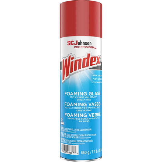 Windex&reg, Foaming Glass Cleaner - 19.7 fl oz (0.6 quart) - Streak-free, Versatile, Drip-free - White - 6 / Carton