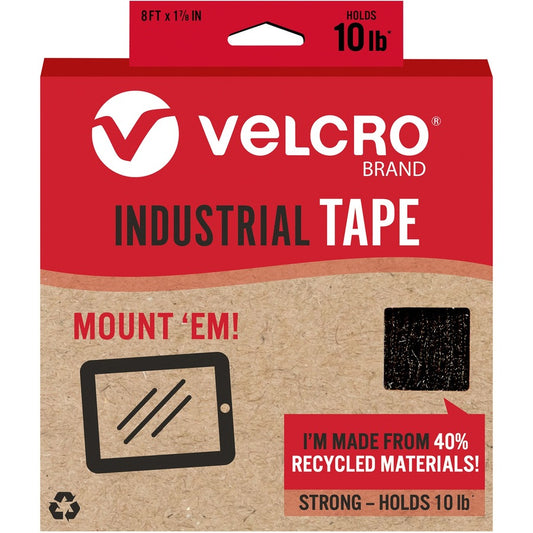 VELCRO&reg, Eco Collection Adhesive Backed Tape - 8 ft Length x 1.88" Width - Black - 1 Each