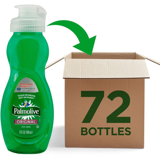 Palmolive Original Dish Liquid - 3 fl oz (0.1 quart) - Original Scent - Phosphate-free, pH Balanced - Green - 72 / Carton