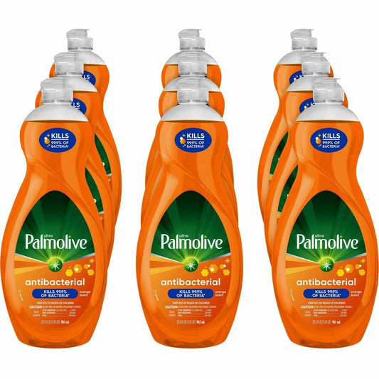 Palmolive Antibacterial Ultra Dish Soap - For Dish, Kitchen - Concentrate - Liquid - 35.2 fl oz (1.1 quart) - Recommended For: Bacteria Remover, Grease Remover, Dirt Remover - pH Balanced, Residue-free, Non-abrasive, Antibacterial - Orange - 9 / Carton