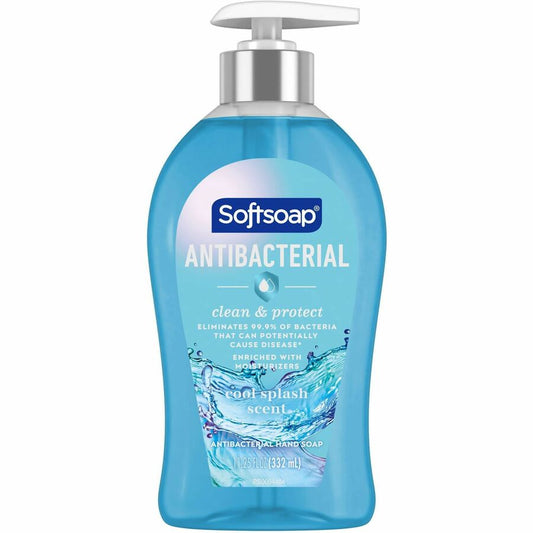 Softsoap Antibacterial Hand Soap - Cool Splash Scent - 11.25 fl oz - Pump Bottle Dispenser - Bacteria Remover - Hand, Skin - Moisturizing - Antibacterial - Blue - Refillable, Recyclable, Paraben-free, Phthalate-free, Biodegradable, pH Balanced - 1 Each