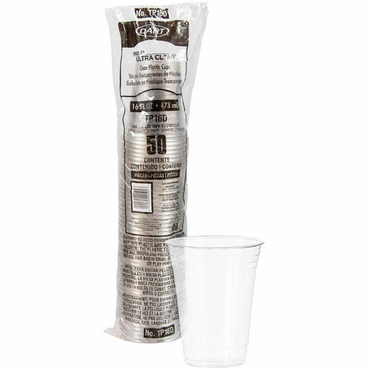 Solo Ultra Clear 16 oz Practical-Fill Cold Cups - 16 fl oz - Clear - Polyethylene Terephthalate (PET), Plastic - Cold Drink, Smoothie, Iced Coffee, Frozen Drinks, Beer - 50 / Pack