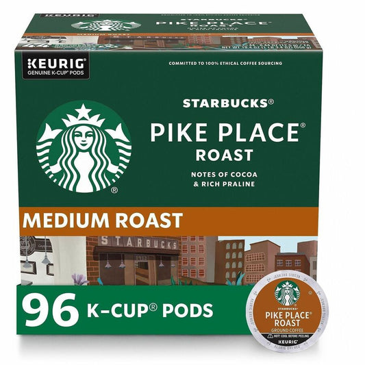 Starbucks&reg, K-Cup Pike Place Roast Coffee - Compatible with Keurig Brewer - Medium - K-Cup - Pike Place Roast - 24/Box - 4 / Carton