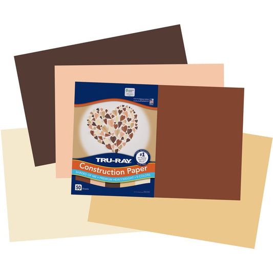 Tru-Ray Construction Paper - Art Project, Craft Project - 12" Width x 18" Length - 76 lb Basis Weight - Assorted - Fiber, Sulphite - 50 / Pack