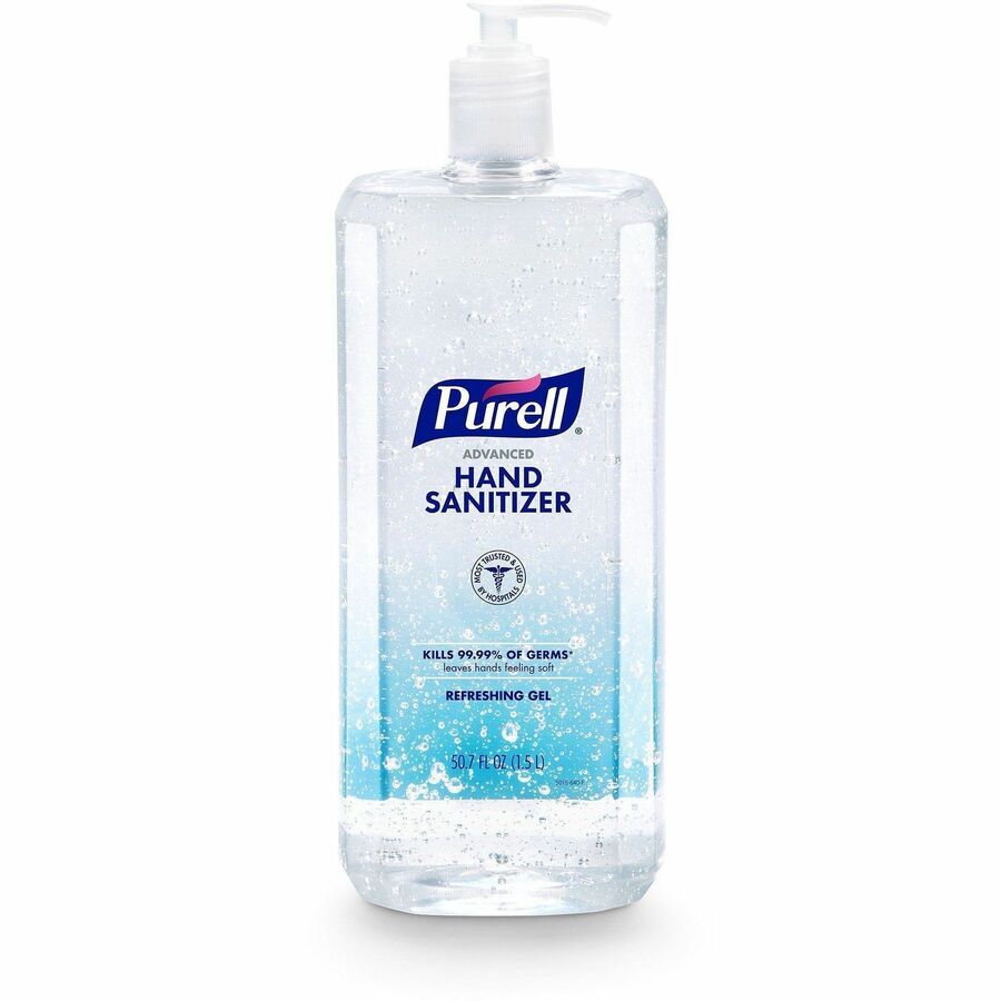 PURELL&reg, Advanced Hand Sanitizer Gel - 1.59 quart - Pump Bottle Dispenser - Kill Germs - Hand, Reception, Classroom, Outdoor, Medical - Clear - Paraben-free, Phthalate-free, Preservative-free, Anti-irritant - 1 Each