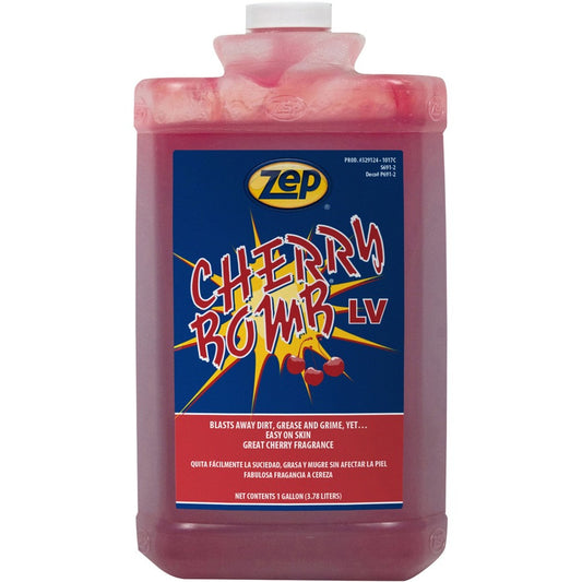 Zep Cherry Bomb LV Industrial Hand Cleaner - Cherry Scent - 1 gal - Dirt Remover, Grime Remover, Soil Remover, Ink Remover, Resin Remover, Paint Remover, Adhesive Remover, Tar Remover, Asphalt Remover, Odor Remover, Grease Remover - Hand, Industrial, S...