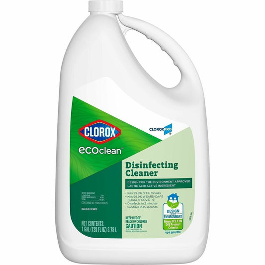 CloroxPro, EcoClean Disinfecting Cleaner Refill - 128 fl oz (4 quart) - Refillable, Disinfectant, Bleach-free, Alcohol-free, Phosphate-free - Green, White - 1 Each