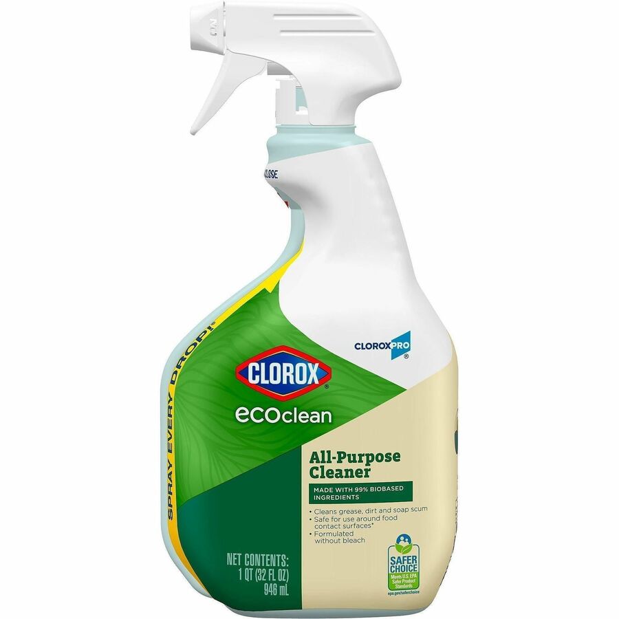 CloroxPro, EcoClean All-Purpose Cleaner Spray - 32 fl oz (1 quart) - Bio-based, Paraben-free, Dye-free, Phthalate-free, Chemical-free, Fume-free, Residue-free - Green, White - 1 Each