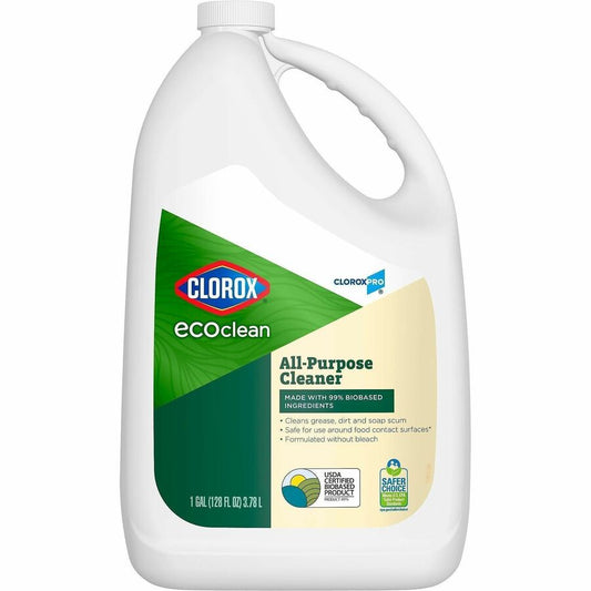 CloroxPro, EcoClean All-Purpose Cleaner Refill - 128 fl oz (4 quart) - Bio-based, Paraben-free, Dye-free, Phthalate-free, Chemical-free, Fume-free, Residue-free, Refillable - Green, White - 1 Each