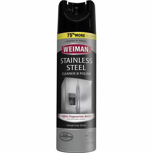 Weiman Stainless Steel Cleaner/Polish - 17 oz (1.06 lb) - Streak-free, Fingerprint Resistant, Dust Resistant, Dirt Resistant, pH Neutral - Clear - 1 Each