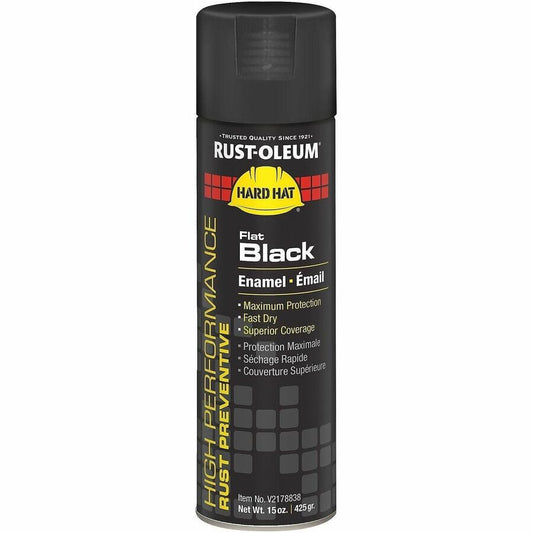 Rust-Oleum Protective Enamel Spray Paint - Gloss - Flat Black - 15 fl oz - 6 / Carton