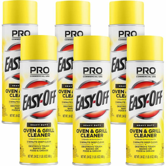 Professional Easy-Off Heavy Duty Oven & Grill Cleaner - 24 fl oz (0.8 quart) - Lemon Floral Scent - Heavy Duty - White Aerosol Spray Can - 6 / Carton