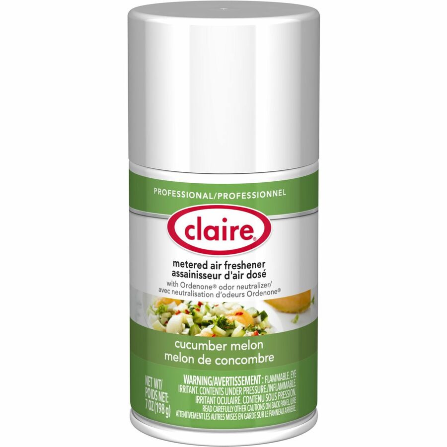 Claire Metered Air Freshener with Ordenone - Aerosol - 6000 ft� - 7 fl oz (0.2 quart) - Cucumber Melon - 30 Day - Odor Neutralizer - 12 / Carton