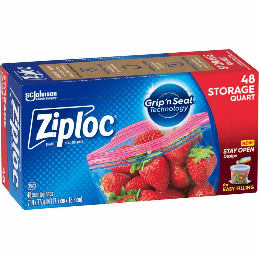 Ziploc&reg, Stand-Up Storage Bags - Blue - Kitchen - 48/Box - 9 / Carton
