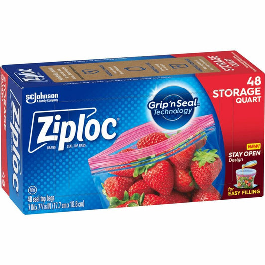 Ziploc&reg, Stand-Up Storage Bags - Blue - Kitchen - 48/Box - 9 / Carton