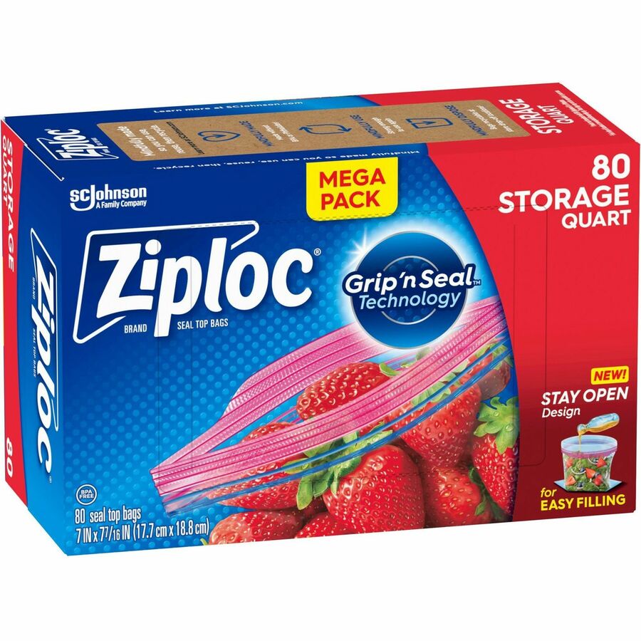 Ziploc&reg, Stand-Up Storage Bags - Blue - Kitchen - 80/Box - 9 / Carton