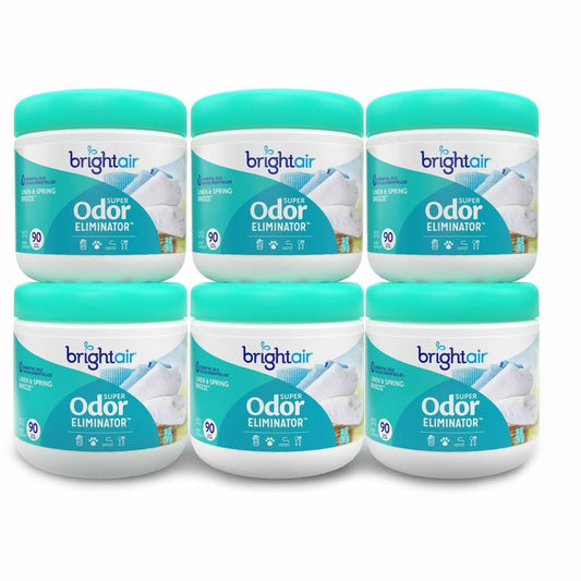 Bright Air Super Odor Eliminator Air Freshener - 14 fl oz (0.4 quart) - Linen & Spring Breeze - 90 Day - Cruelty-free, Phthalate-free, Triclosan-free, BHT Free - 6 / Carton