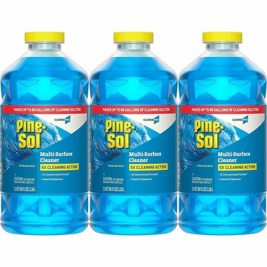 CloroxPro Pine-Sol, Multi-Surface Cleaner - For Multi Surface - Concentrate - Liquid - 80 fl oz (2.5 quart) - Sparkling Wave Scent - Deodorize, Disinfectant, Dilutable - Blue - 3 / Carton