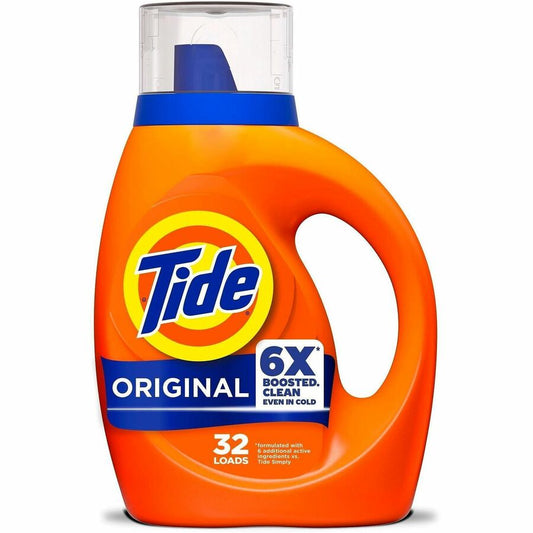 Tide Liquid Laundry Detergent - For Laundry, Washing Machine - Liquid - 42 fl oz (1.3 quart) - Original Scent - Phosphate-free - Orange - 6 / Carton
