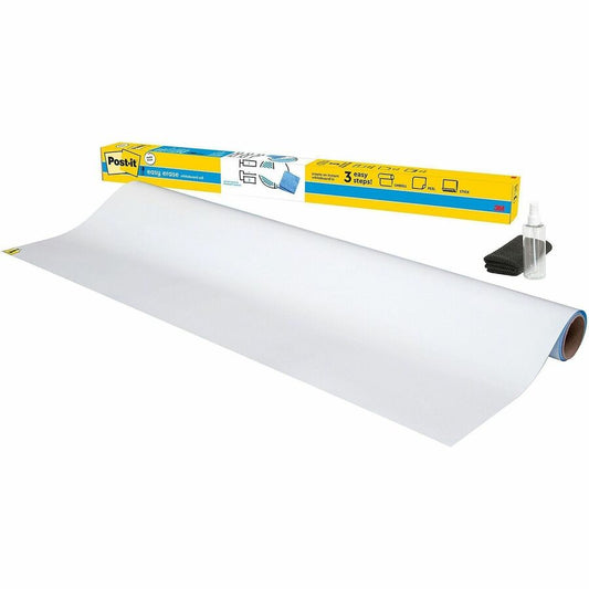 Post-it&reg, Easy Erase Whiteboard Roll, 4'x3' - White Surface - White Sheet Color - Rectangle - 4" Length x 3" Width - Flexible, Stain Resistant, Easy Peel, Self-stick, Removable, Wipeable, Stain Proof - 1 Each