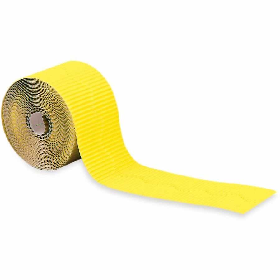 Pacon&reg, Bordette Decorative Borders - Skill Learning: Decoration - Pre-scalloped Shape - Fade Resistant, Sturdy, Recyclable, Corrugated - 2.25" Width x 600" Length - Canary - 1 Roll