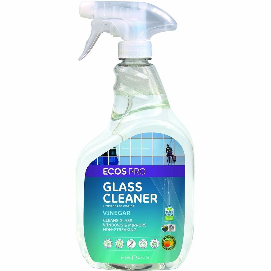 ECOS&reg, PRO Vinegar-Based Window Cleaner - For Window, Glass, Mirror - Ready-To-Use/Concentrate - Spray, Liquid - 32 fl oz (1 quart) - Clean Scent - Recommended For: Film Remover, Streak Remover, Haze Remover, Dirt Remover - Aseptic, Ammonia-free, Dy...