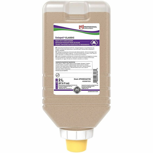 SC Johnson Solopol Classic Heavy-Duty Hand Cleaner - 2.11 quart - Bottle Dispenser - Oil Remover, Grease Remover, Lacquer Remover, Carbon Remover, Lubricant Remover, Resin Remover - Hand - Beige - Heavy Duty, Solvent-free - 6 / Carton