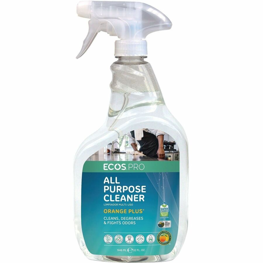 ECOS&reg, PRO Orange Plus All-Purpose Cleaner & Degreaser - For Multipurpose - Ready-To-Use - Spray - 32 fl oz (1 quart) - Citrus Scent - Recommended For: Dirt Remover, Grease Remover, Grime Remover, Scum Remover, Adhesive Remover, Residue Remover - Dy...