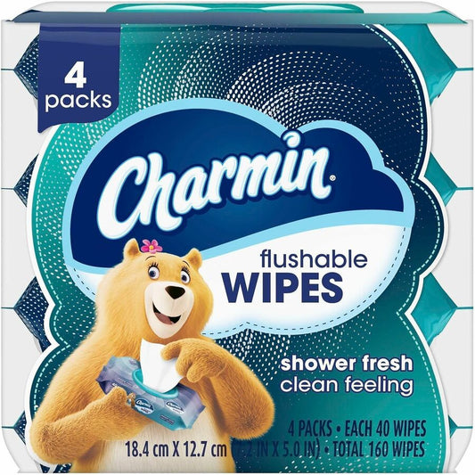 Charmin Flushable Wet Wipes - Blue - 4 / Pack