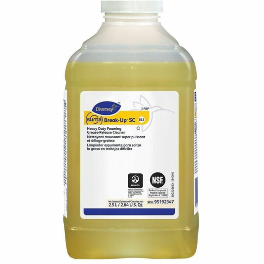 Suma Break-Up SC D3.5 - For Multipurpose - Ready-To-Use/Concentrate - Liquid - 84.5 fl oz (2.6 quart) - 11.36 to 13.9 pH - Surfactant Scent - Kosher, Solvent-free, Rinse-free, Heavy Duty - Yellow - 2 / Carton