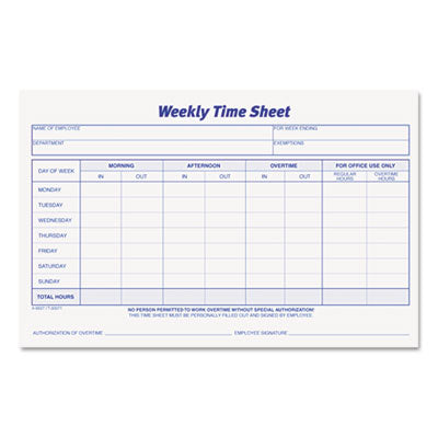 TOP30071 SHEET,TIME WKLY 2PD/PK