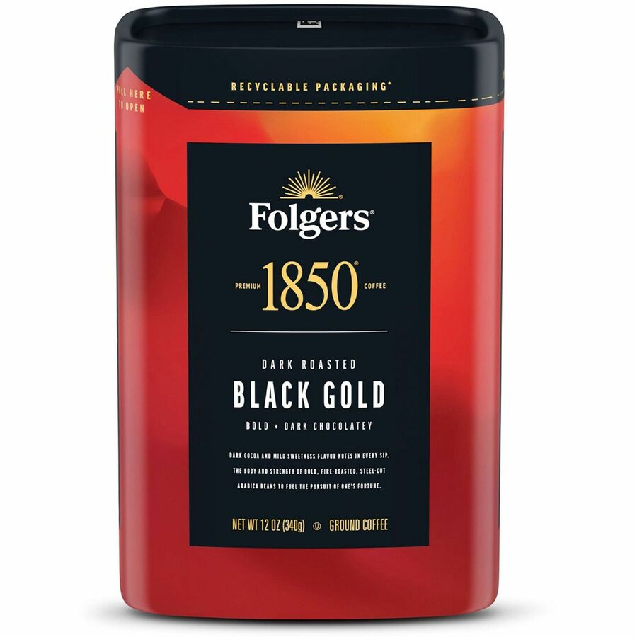 Folgers&reg, Ground Black Gold Dark Roast Ground Coffee - Black Coffee - Dark - Ground - Black Gold - 1 Each