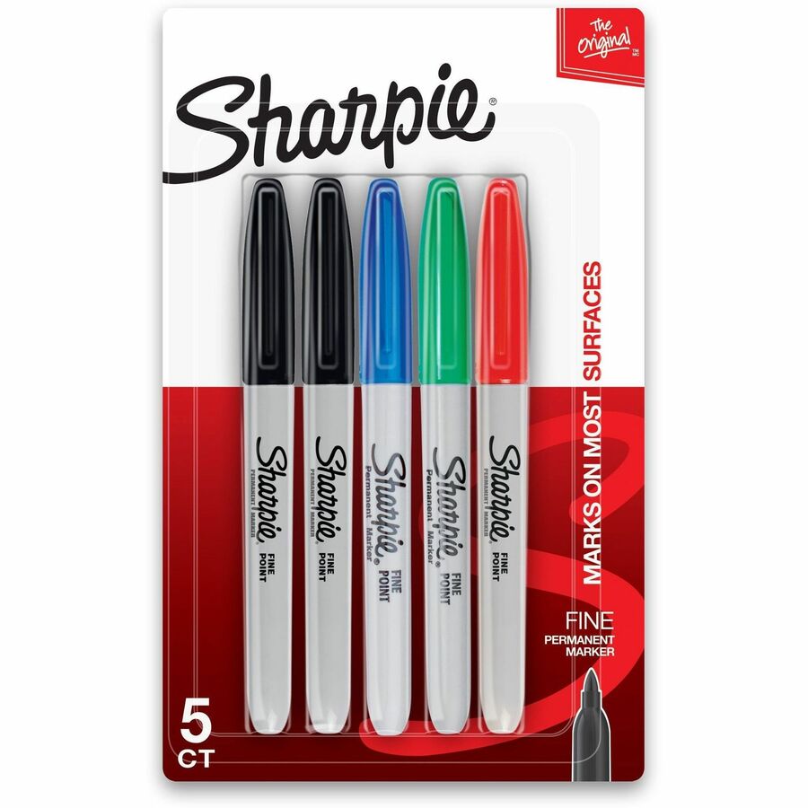Sharpie Fine Point Permanent Marker - Assorted Ink - 5 / Pack