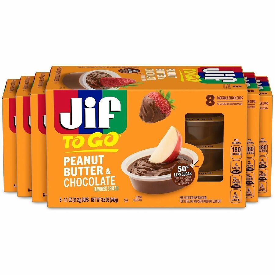 Jif Natural Peanut Butter Spread - Peanut Butter, Chocolate - 12 oz - 6 / Carton