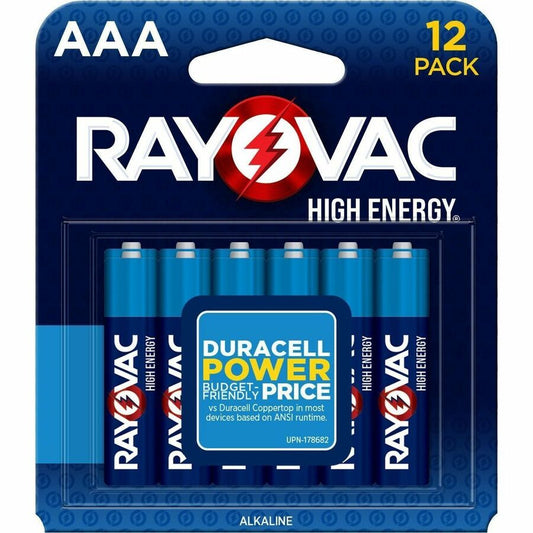 Rayovac High Energy Battery - For Flashlight, Toy, Mouse, Remote Control - AAA - 12 Year Shelf Life - 12 / Pack