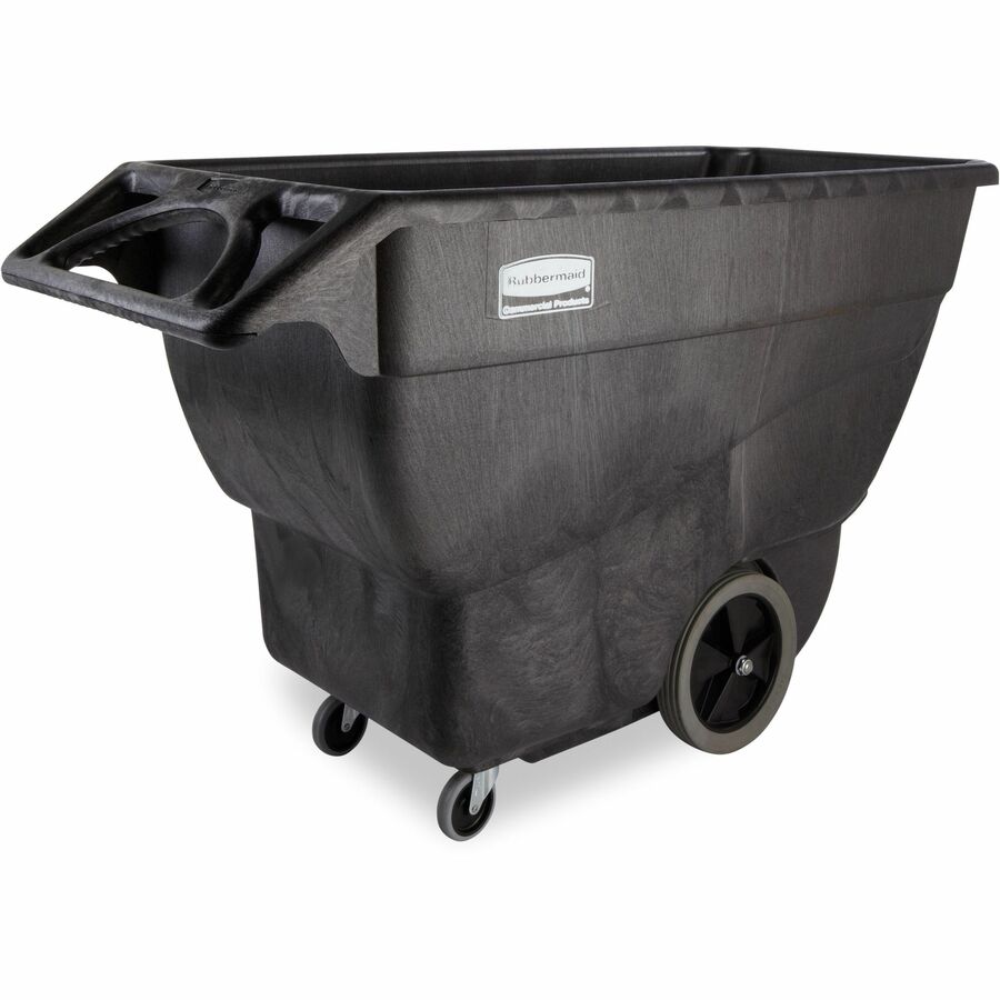 Rubbermaid Commercial Structural Foam Tilt Truck - Steering Wheel Handle - 600 lb Load Capacity - 151.48 gal Volume Capacity - 4 Casters - Structural Foam, Resin - 64.50" Length x 30.25" Width x 38" Height - Black - 1 Each
