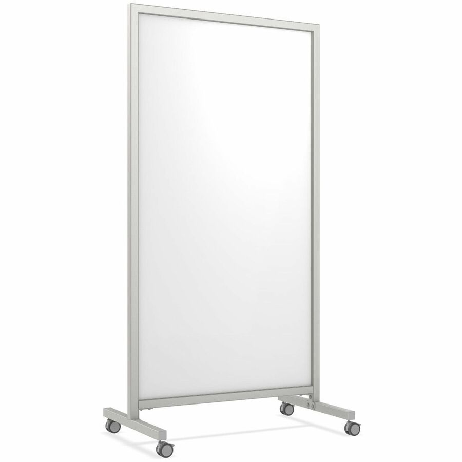 Ghent EZ Mobile Glassboard - 36" (3 ft) Width x 72" (6 ft) Height - White Glass Surface - Gray Satin Aluminum, Silver Frame - Double-sided, Durable, Casters, Ghost Resistant, Stain Resistant, Heavy Duty, Locking Casters - Assembly Required - 1 Each