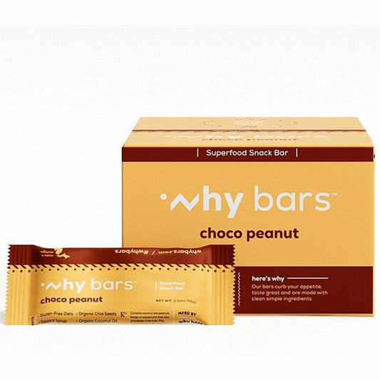 Why Bars Superfood Protein Snack Bars - Gluten-free, Dairy-free, Soy-free, Non-GMO, Individually Wrapped - Choco Peanut - 2.04 oz - 12 / Pack