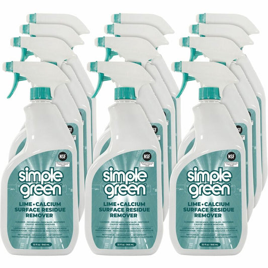 Simple Green Lime-Calcium-Surface Residue Remover - For Multi Surface, Multipurpose - 32 fl oz (1 quart) - Wintergreen Scent - Bleach-free, Ammonia-free, Phosphorous-free, Non-abrasive - Turquoise Spray - 12 / Carton