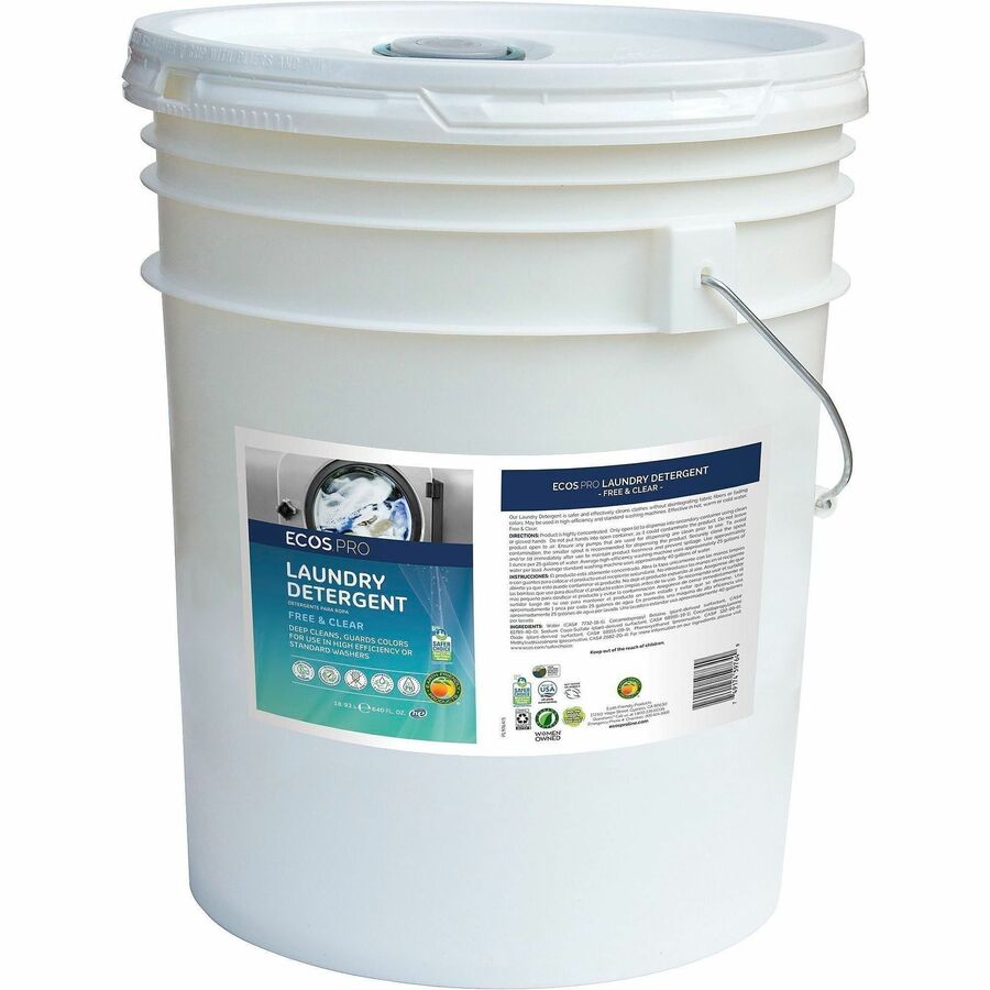 ECOS&reg, PRO Hypoallergenic Laundry Detergent - For Multipurpose - Concentrate - Liquid - 640 fl oz (20 quart) - Free & Clear Scent - Hypoallergenic, pH Balanced, Dye-free, Aseptic, Fade Resistant - Clear - 1 Each