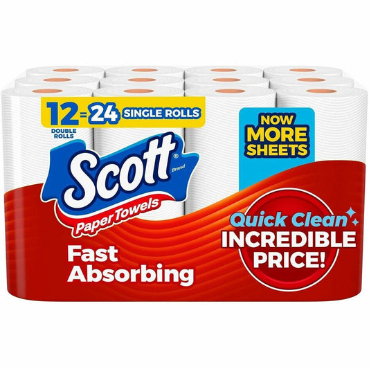 Scott Choose-A-Sheet Paper Towels - White - Fiber Paper - 12 / Pack