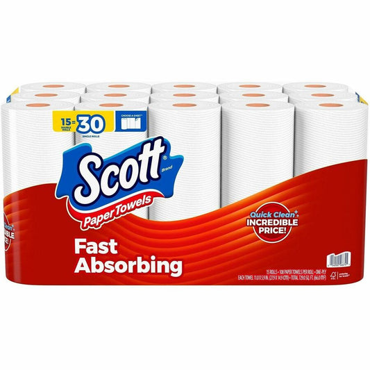 Scott Choose-A-Sheet Paper Towels - White - Fiber Paper - 15 / Pack