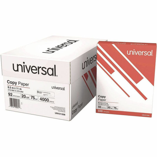 Universal Copy Paper - 92 Brightness - 20 lb Basis Weight - White - 4000 Sheets - 500 Sheets per Ream - 8 / Carton