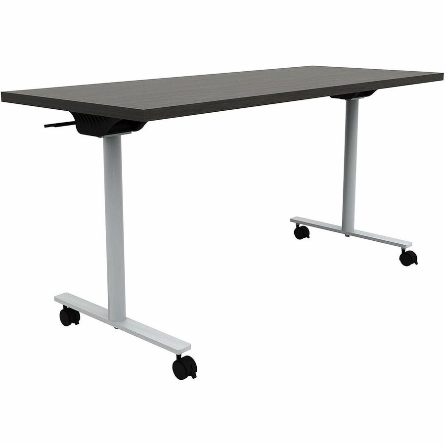 Safco Jurni Flip Table with Casters - Powder Coated T-shaped Base - Modern Style x 60" Table Top Width x 24" Table Top Depth x 1.10" Table Top Thickness - 29" Height - Classroom, Training Room - Assembly Required - Asian Night - Laminate Top Material...