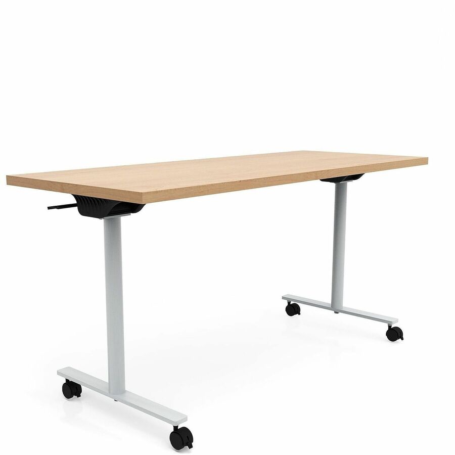 Safco Jurni Flip Table with Casters - Laminated Top - Powder Coated T-shaped Base - 72" Table Top Width x 24" Table Top Depth x 1.10" Table Top Thickness - 29" Height - Classroom, Training Room - Assembly Required - Fusion Maple - Laminate Top Material...