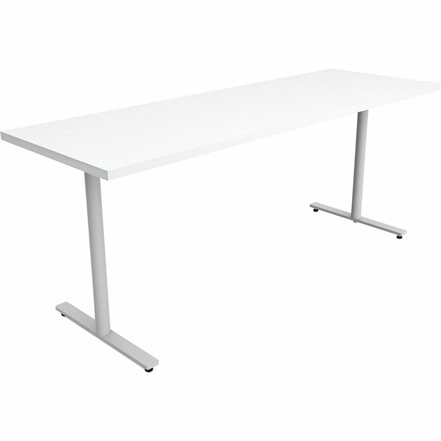 Safco Jurni Multi-Purpose Table with T-Leg & Glides - Laminated Top - Powder Coated T-shaped, Textured Base - 72" Table Top Width x 24" Table Top Depth x 1.10" Table Top Thickness - 29" Height - Multipurpose - Assembly Required - Designer White - Lamin...
