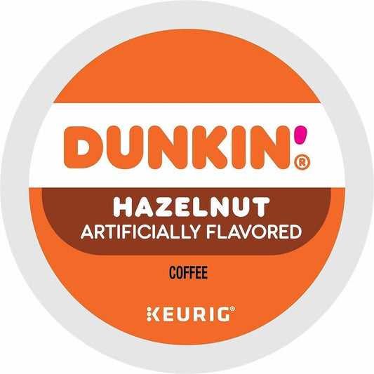 Dunkin' Donuts&reg, K-Cup Hazelnut Coffee - Medium - 22 K-Cup - K-Cup - Hazelnut, Original Blend - 4 / Carton