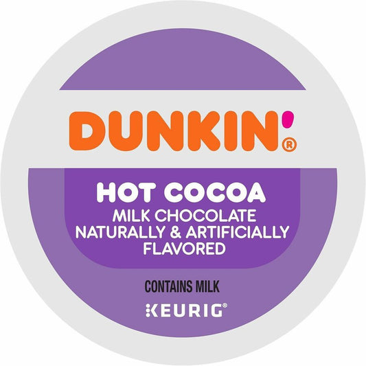 Dunkin'&reg, K-Cup, Pod Milk Chocolate Hot Cocoa - Compatible with Keurig Brewer - 22 K-Cup - K-Cup, Pod - Milk Chocolate, Hot Cocoa - Kosher - 4 / Carton