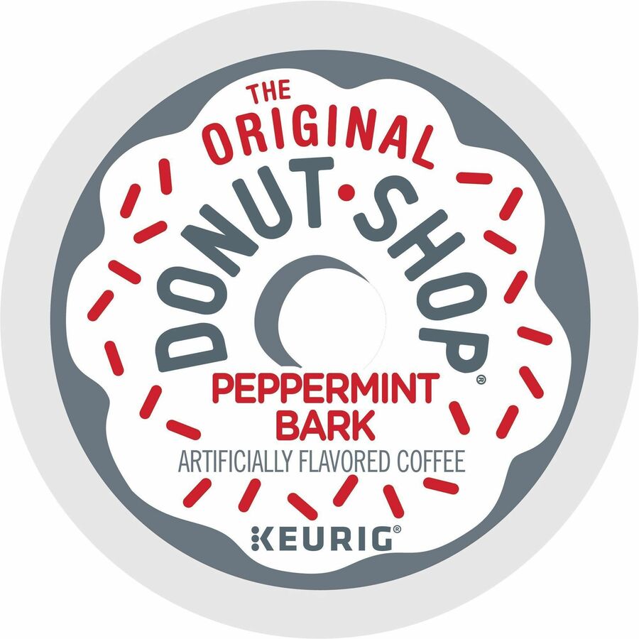 The Original Donut Shop&reg, K-Cup, Pod Green Mountain Peppermint Bark Coffee - Compatible with K-Cup Brewer - Light - 24 K-Cup - K-Cup, Pod - Peppermint Bark - 4 / Carton